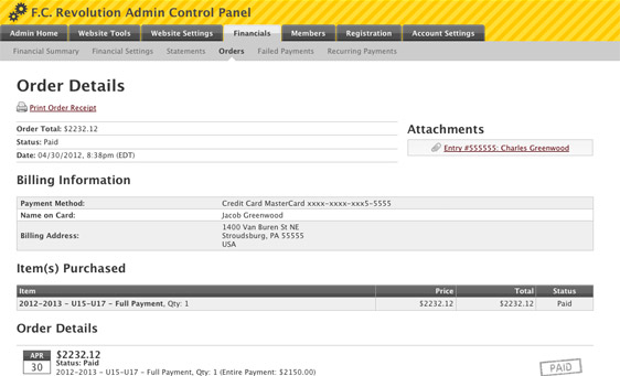 Sport Ngin Online Registration Financial Reports