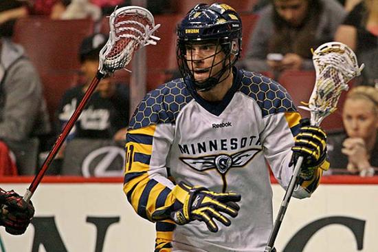 Kevin Ross in action in 2012 with the Minnesota Swarm. Ross was traded to the Wings on Thursday.