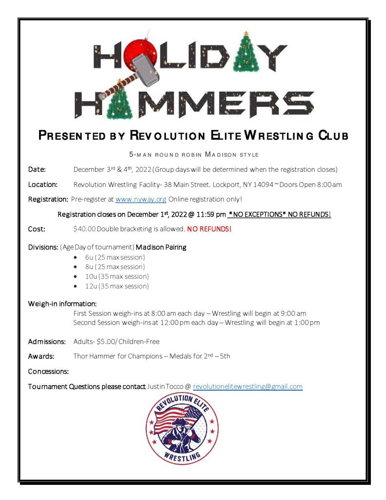 Revolution Elite Holiday Hammers Wrestling Tournament