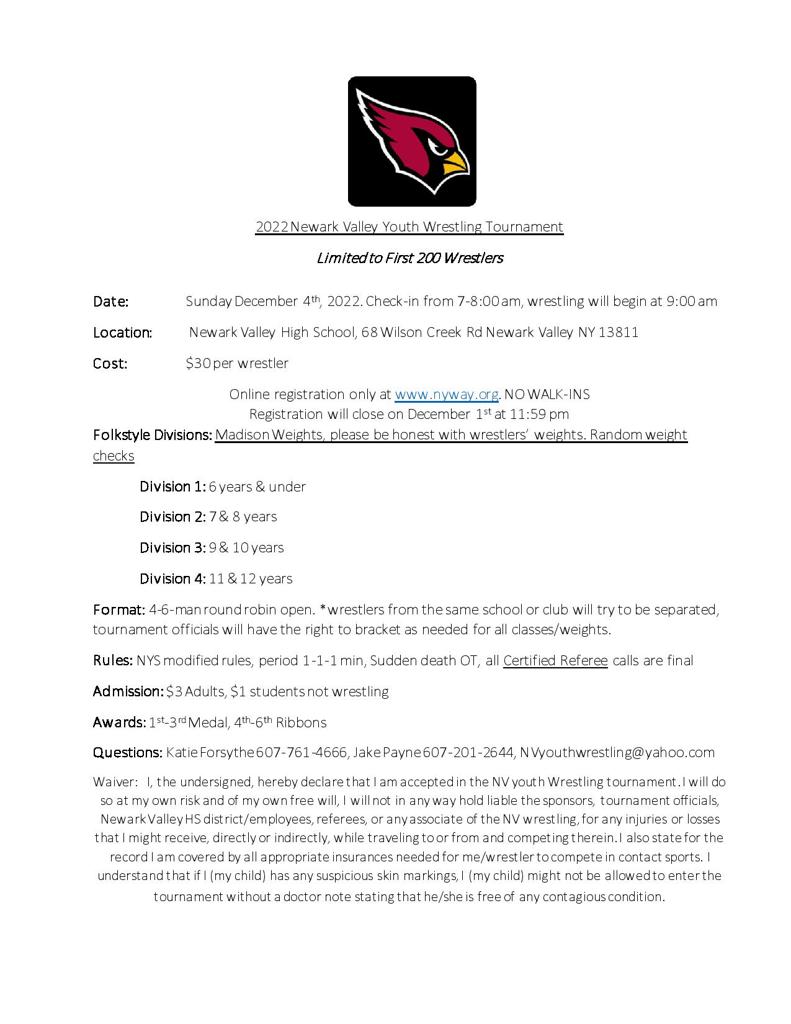 2022 Newark Valley Wrestling Tournament