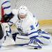 Northwest goalie Clayton Davis covers up the puck against Fox.  Ron Rigdon photo