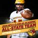 Image of Minneapolis Roosevelt High School Teddy Football player Atticus Heath with graphic All-District 2025 MFCA Class 4A Academic All-State Team