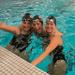 Senior swimmers Izzy Sullivan, Kristin Collins and Jaylyn Storm in the pool