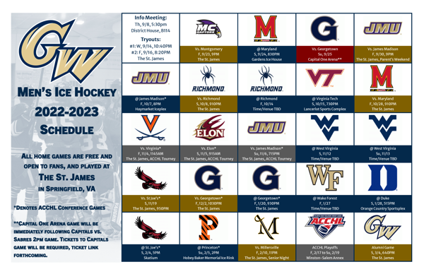 GW Men's 2022-23 Game Schedule Announced (UPDATED 10/4)