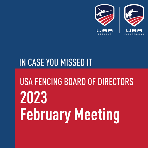 In Case You Missed It — USA Fencing Board of Directors Adopts Several