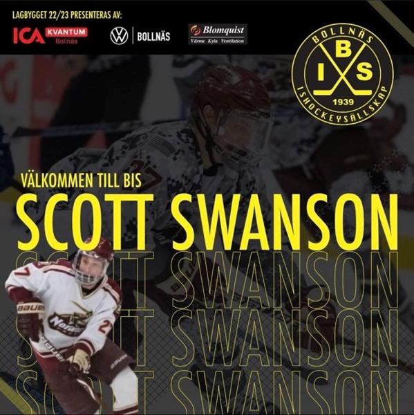 SWANSON SIGNS TO PLAY PROFESSIONALHOCKEY IN SWEDEN