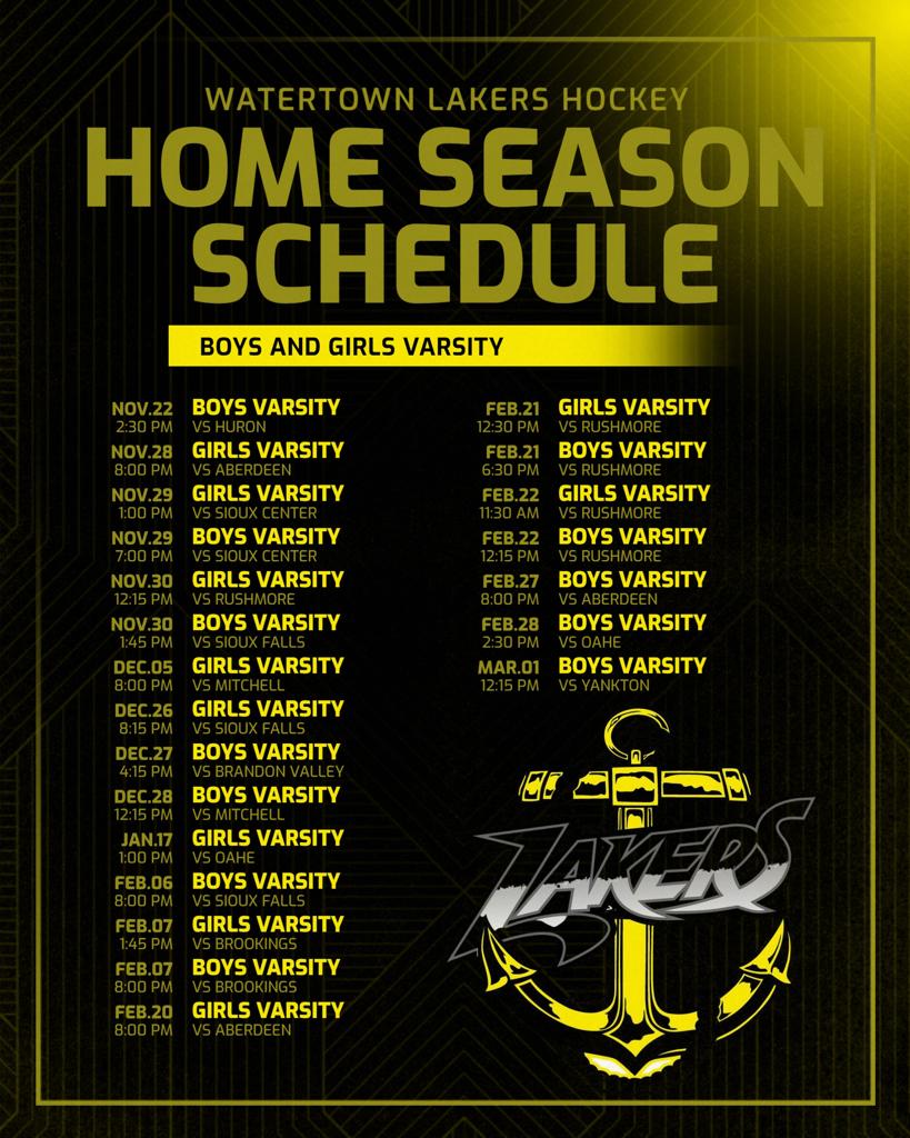 lakers hockey varsity season schedule