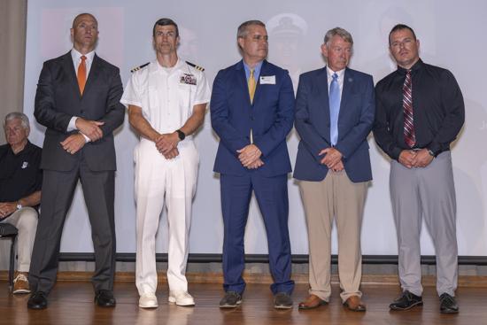 5 individuals were inducted into the Indiana Football Hall of Fame by the chapter in June 2025 (left to right: Josh Whitman, Josh Smith, David Haugh, Jim Vruggink, and John Scheumann (represented by Pat Shanley).