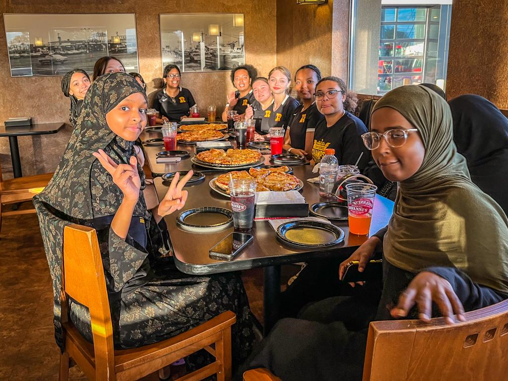 Minneapolis Roosevelt Badminton team at Davanni's for the end-of-season pizza dinner