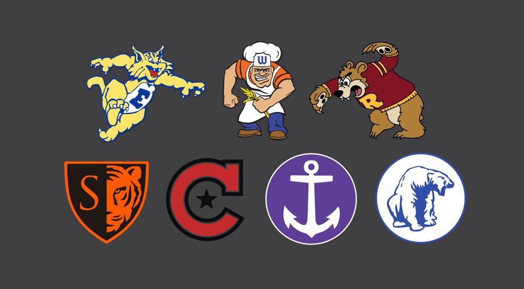 Minneapolis Public Schools High School Logos for South, North, Camden, Edison, Southwest, Roosevelt and Washburn