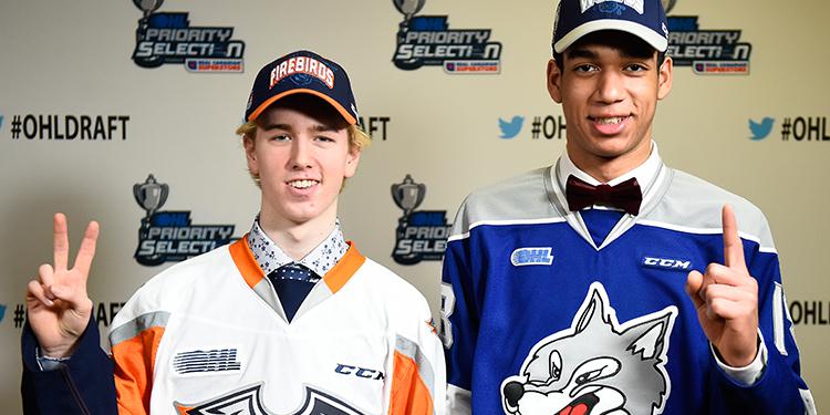 Evan Vierling (left) and Quinton Byfield (right) were the top two picks in the OHL Draft.