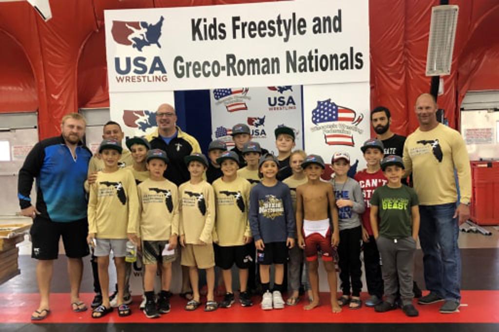 Team Florida at 2019 USA Wrestling Kids Nationals in Wisconsin Dells: Coaches (L-R) Steve Mocco, Yusmel Morales, Mike Digrigoli, Elias Rey & Butch Bacon