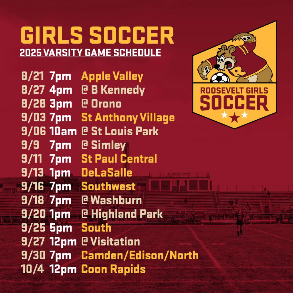 Graphic: Girls Soccer 2025 Varsity Game Schedule