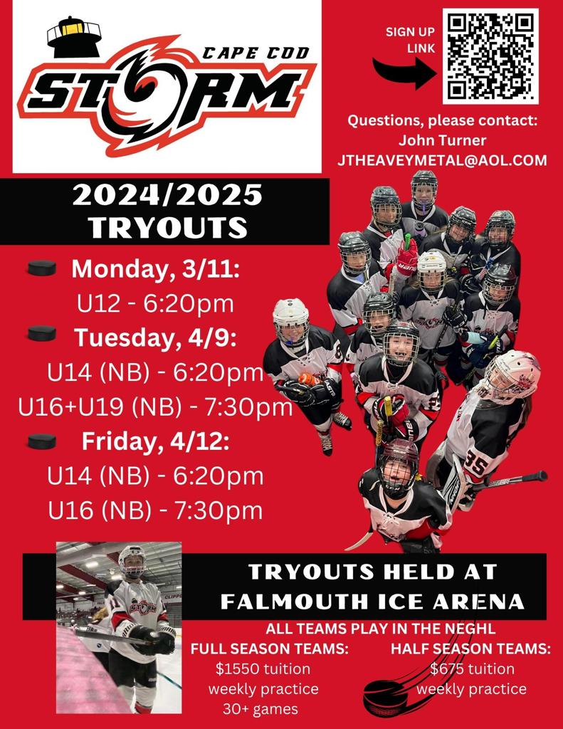 Copy of Cape Cod Storm 2024 Tryouts Falmouth Youth Hockey League