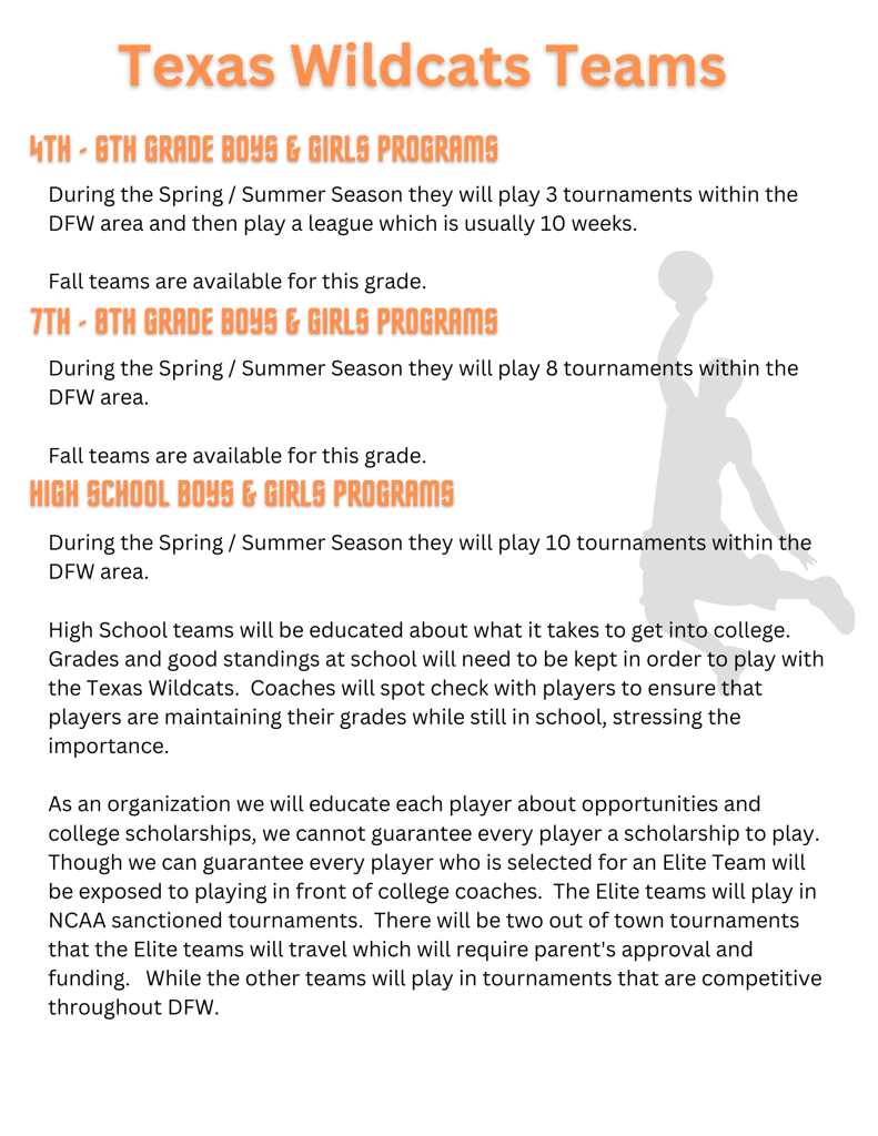 School Tournament Program Program Details