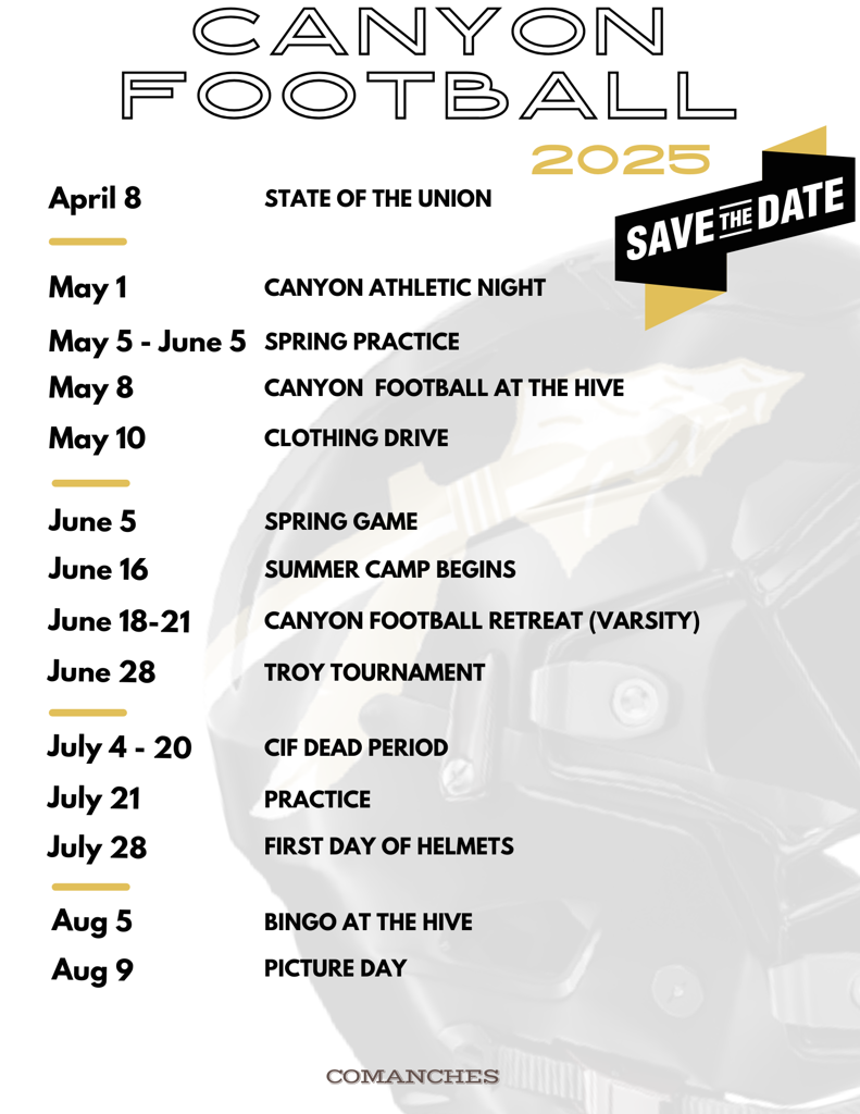 Canyon Football save the date