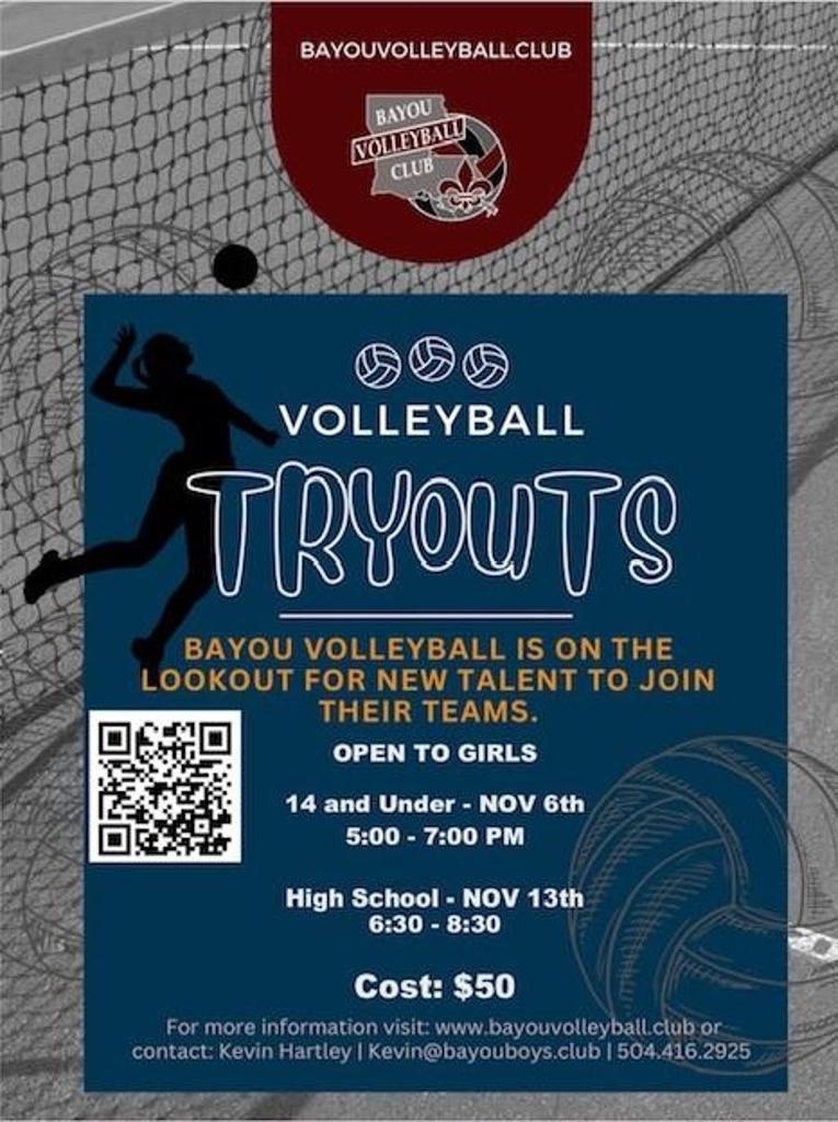 2023 Girls 15 18 Tryouts Bayou Volleyball Club