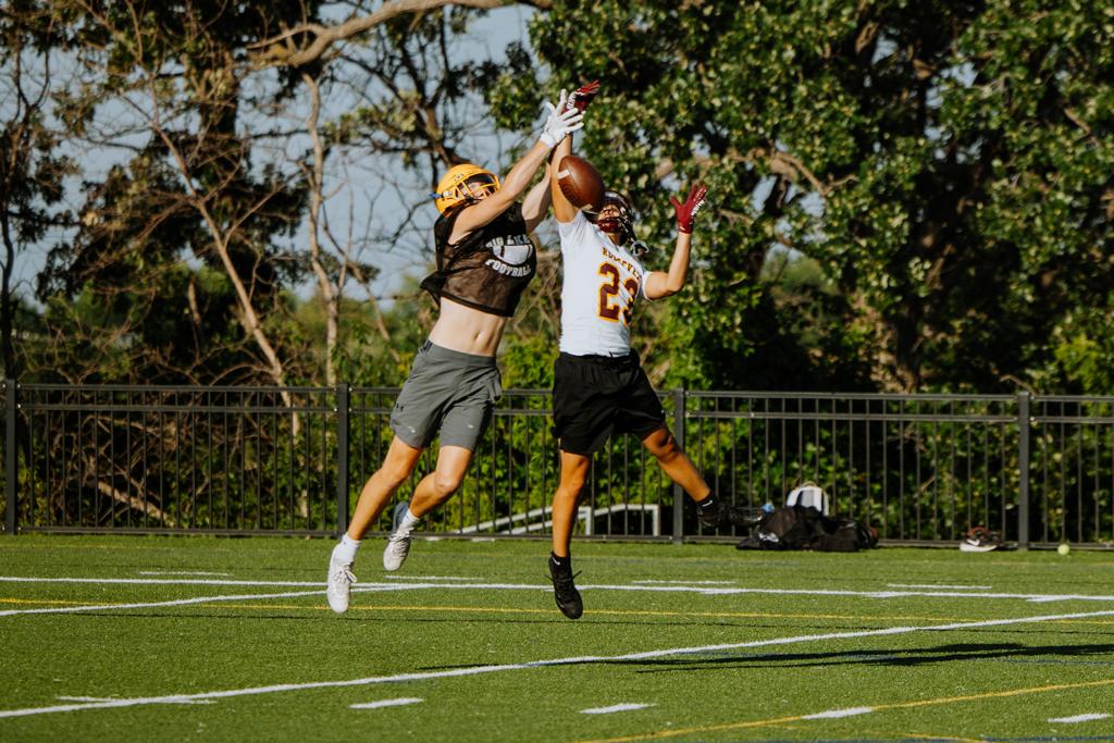 Minneapolis Roosevelt football players during a scrimmage at Blake
