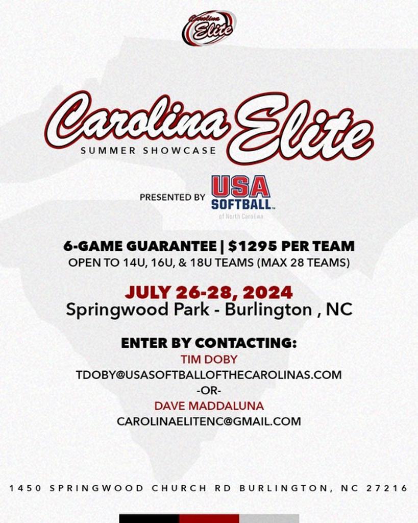 Carolina Elite Summer Showcase Carolina Elite Fastpitch