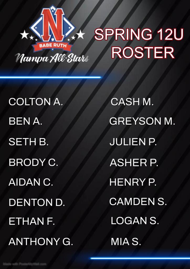 12u Roster Spring All Stars