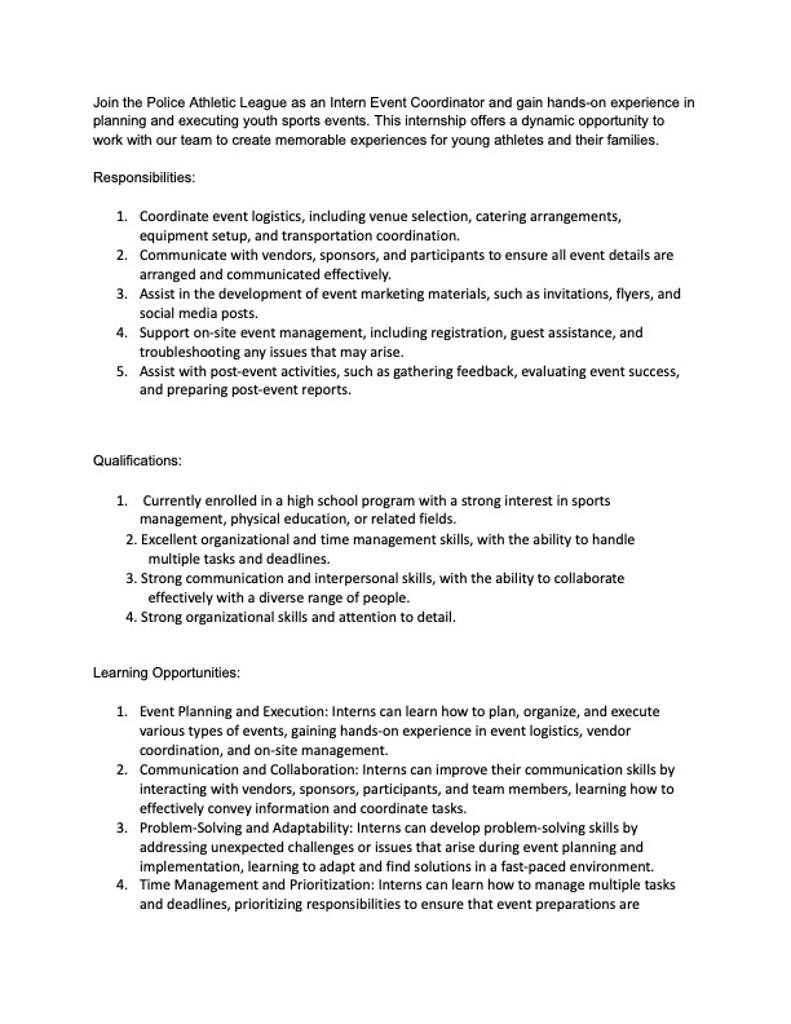 Internship + Workforce Development Program 20242025