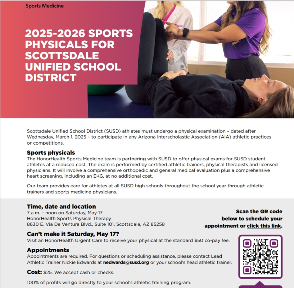 20252026 SPORTS PHYSICALS FOR SCOTTSDALE UNIFIED SCHOOL DISTRICT