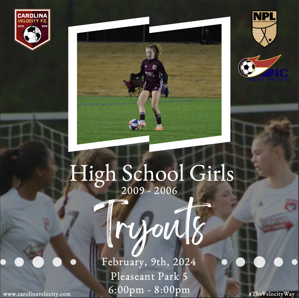 Carolina Velocity FC High School Girl Tryouts