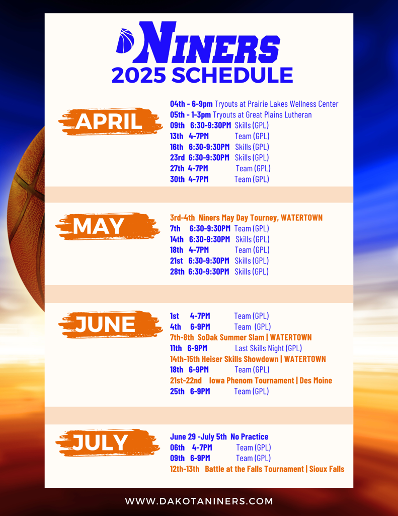 2025 Dakota Niners Schedule 