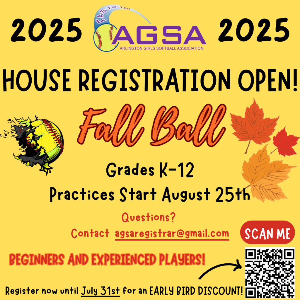 AGSA Fall Season 2025 REGISTRATION OPEN