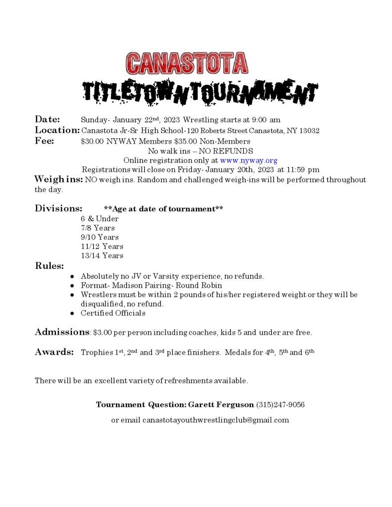 2023 Canastota Titletown Wrestling Tournament