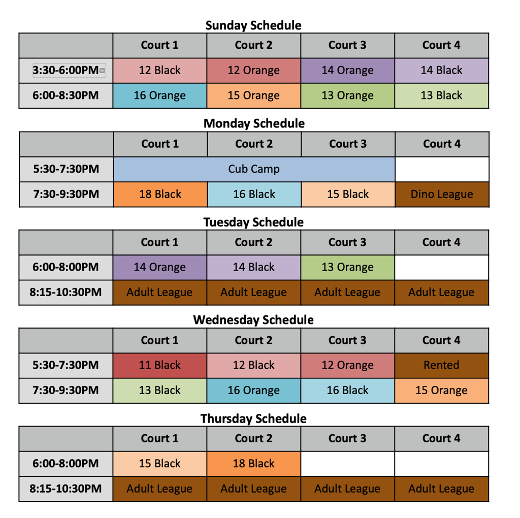 Texas Tigers Club Schedules