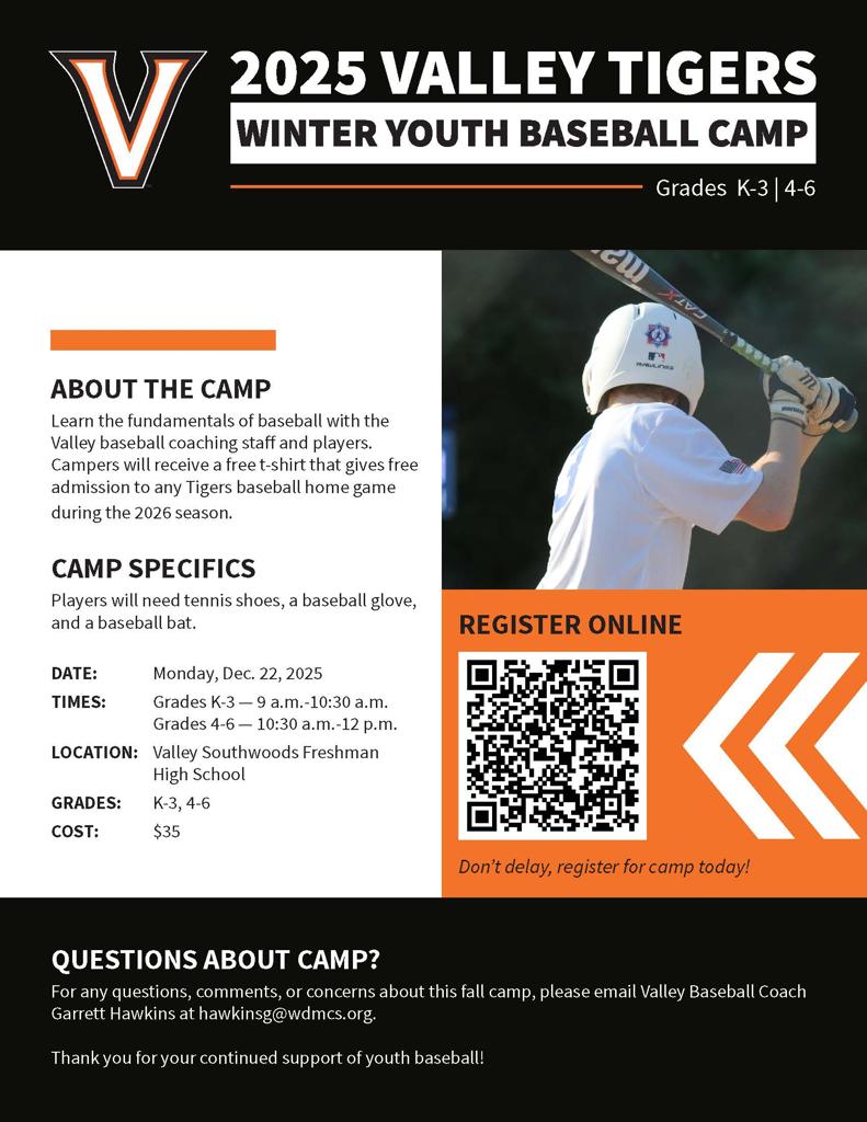 Valley Youth Baseball Camp