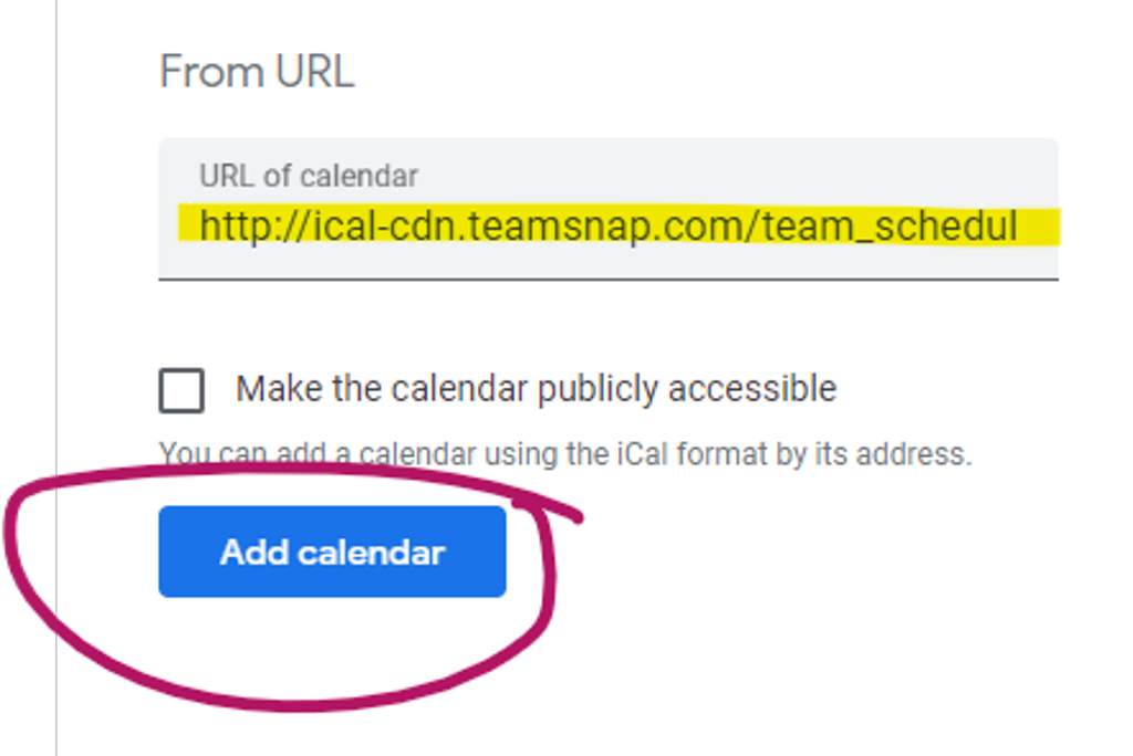 TeamSnap Calendar