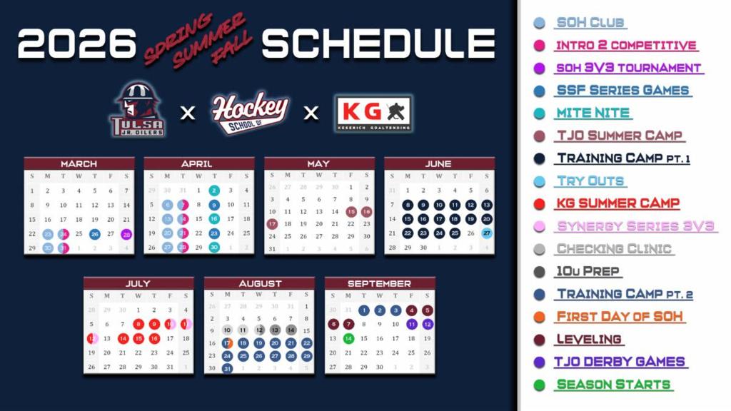 2026 TJO youth hockey program calendar