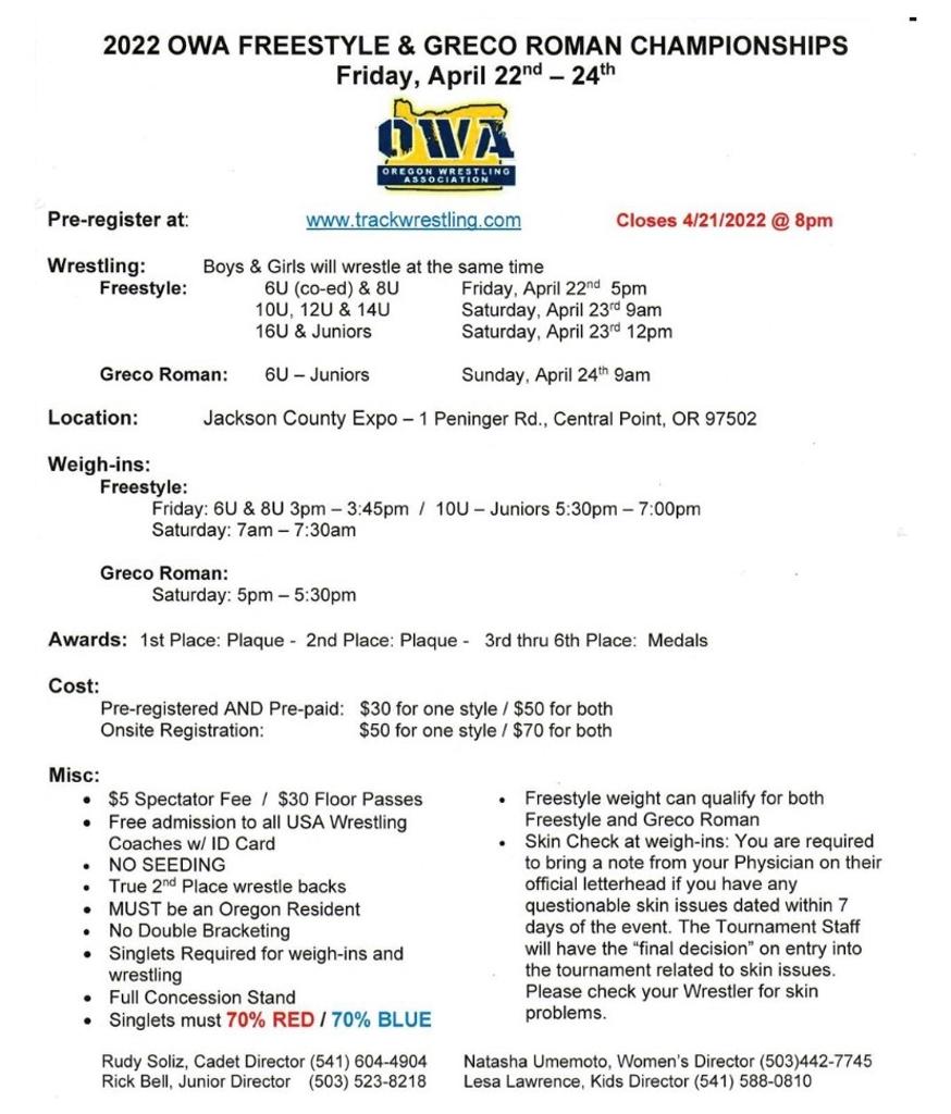 Oregon Freestyle And Greco State Championships Kids Cadets Juniors
