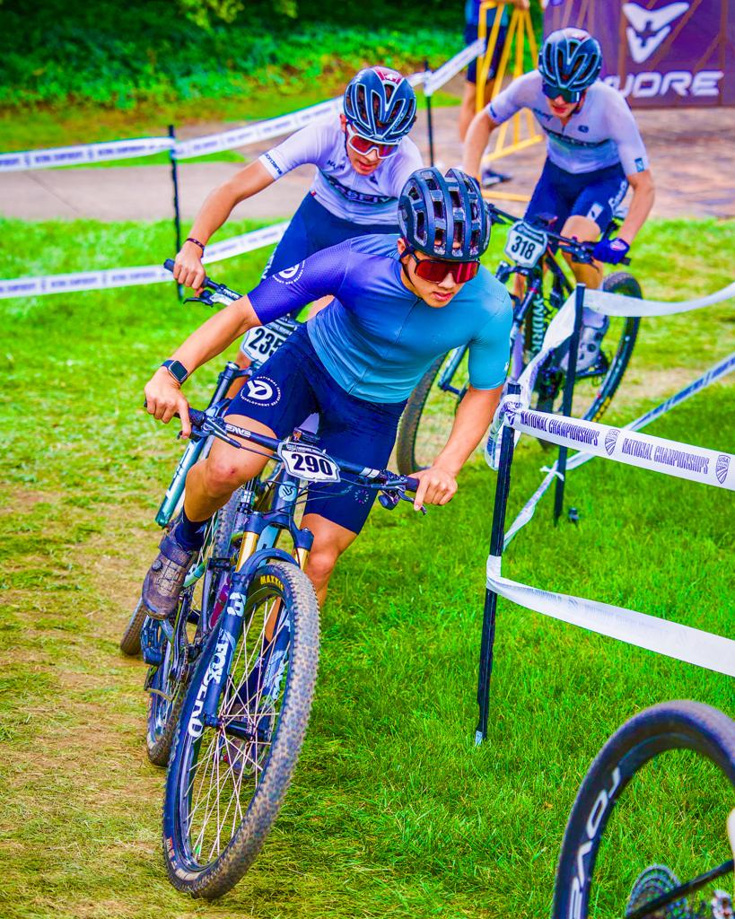 Ben Tesch riding at the 2025 USA Cycling MTB Men’s 15-16 XCO National Championships