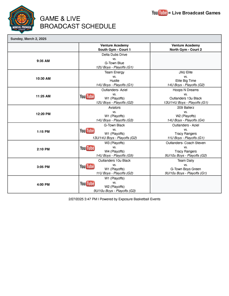2025 NORCAL PREMIER LEAGUE SCHEDULE INFO