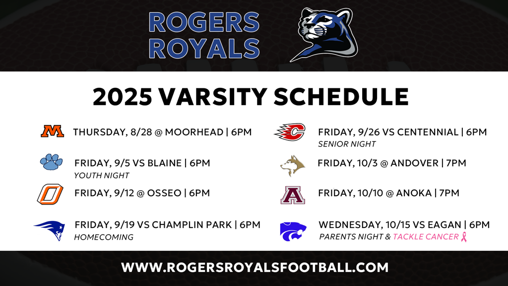 2025 Varsity Schedule