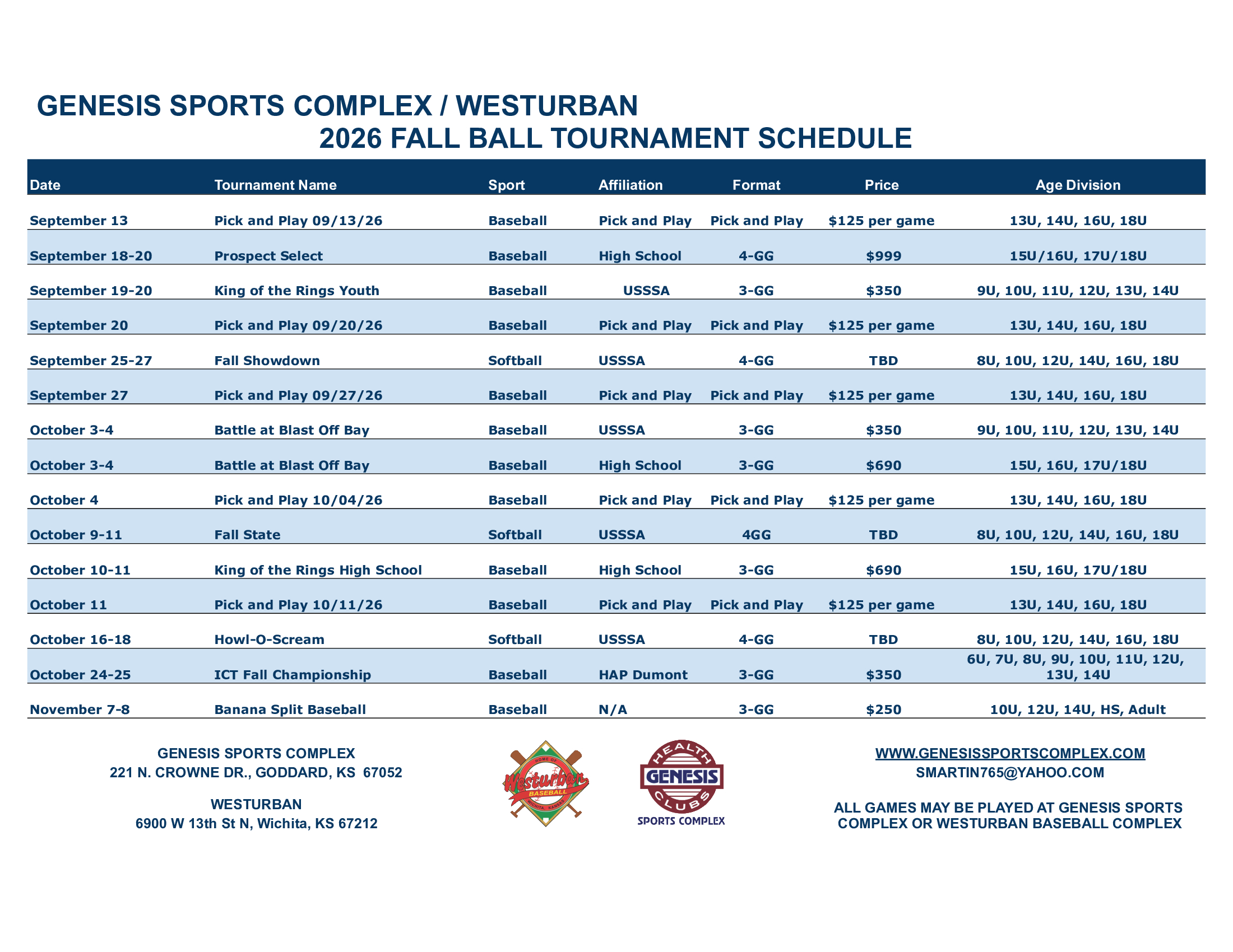 2026 Tournaments