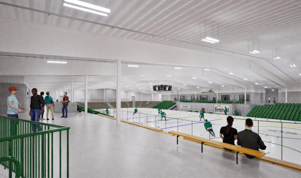 Render of the new rink sheet and seating areas.