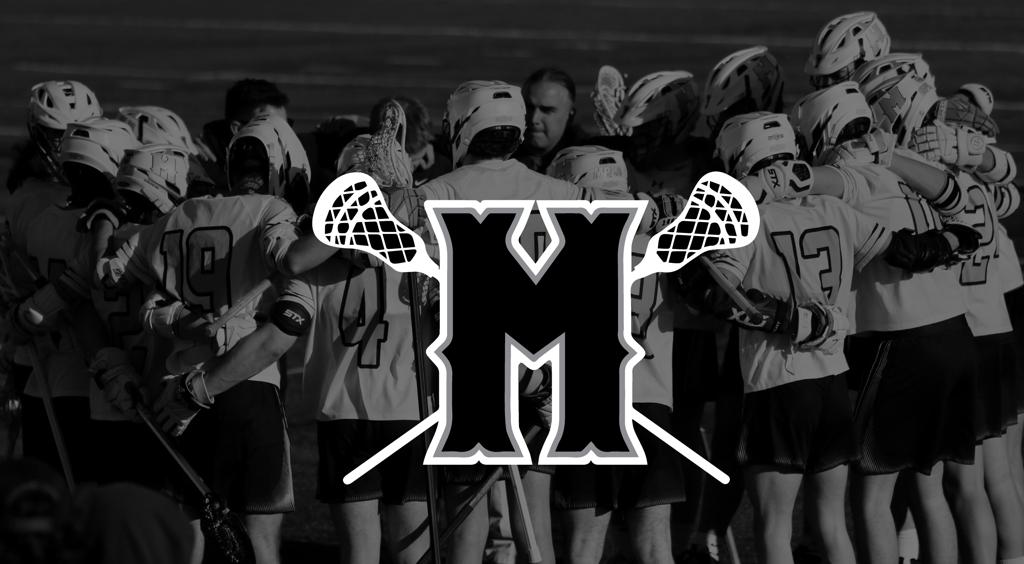 Minneapolis Boys High School Lacrosse logo superimposed on top of photo of the team huddled up before a game 