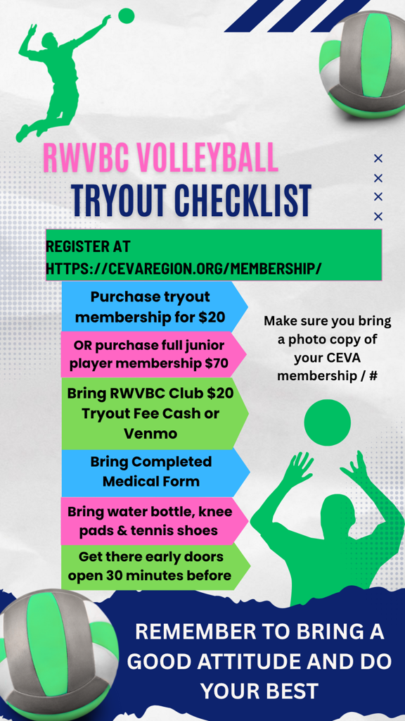 RWVBC Tryout Checklist