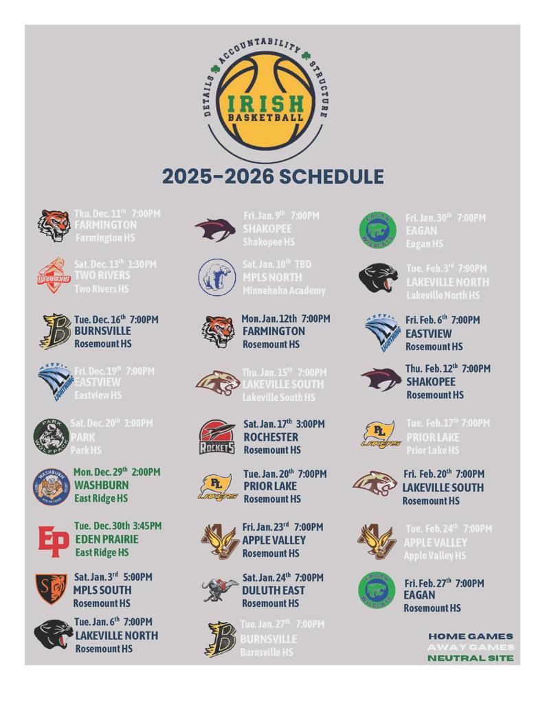 2025/26 Boys Varsity Schedule
