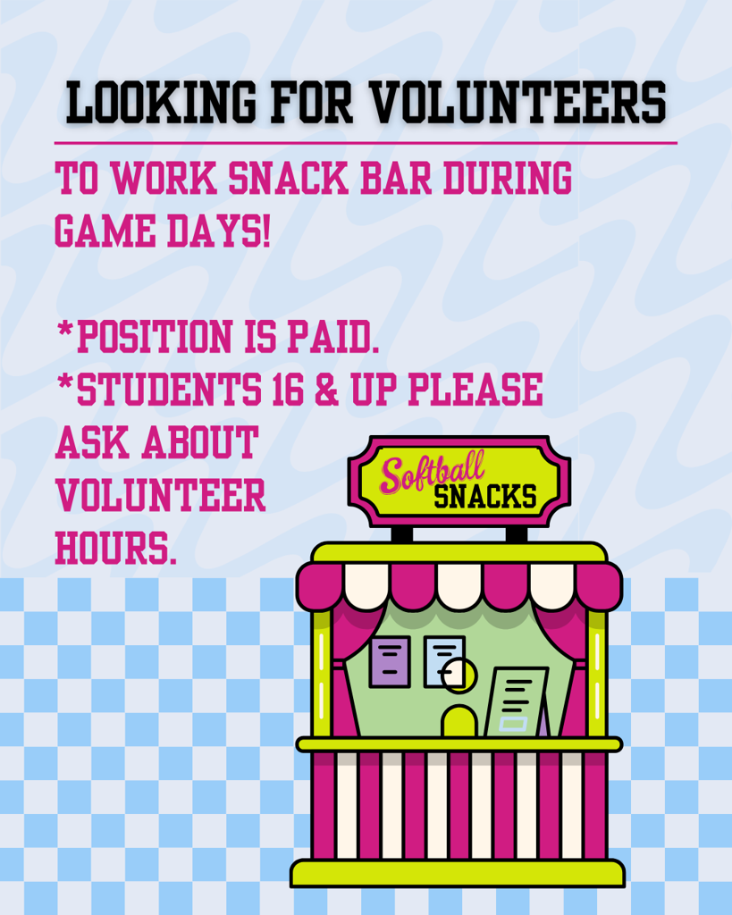 Snack Bar Volunteers Needed