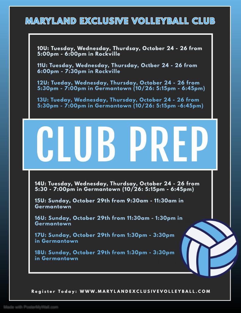 2023 CLUB PREP CLINIC 2023 CLUP PREP CLINIC MARYLAND EXCLUSIVE