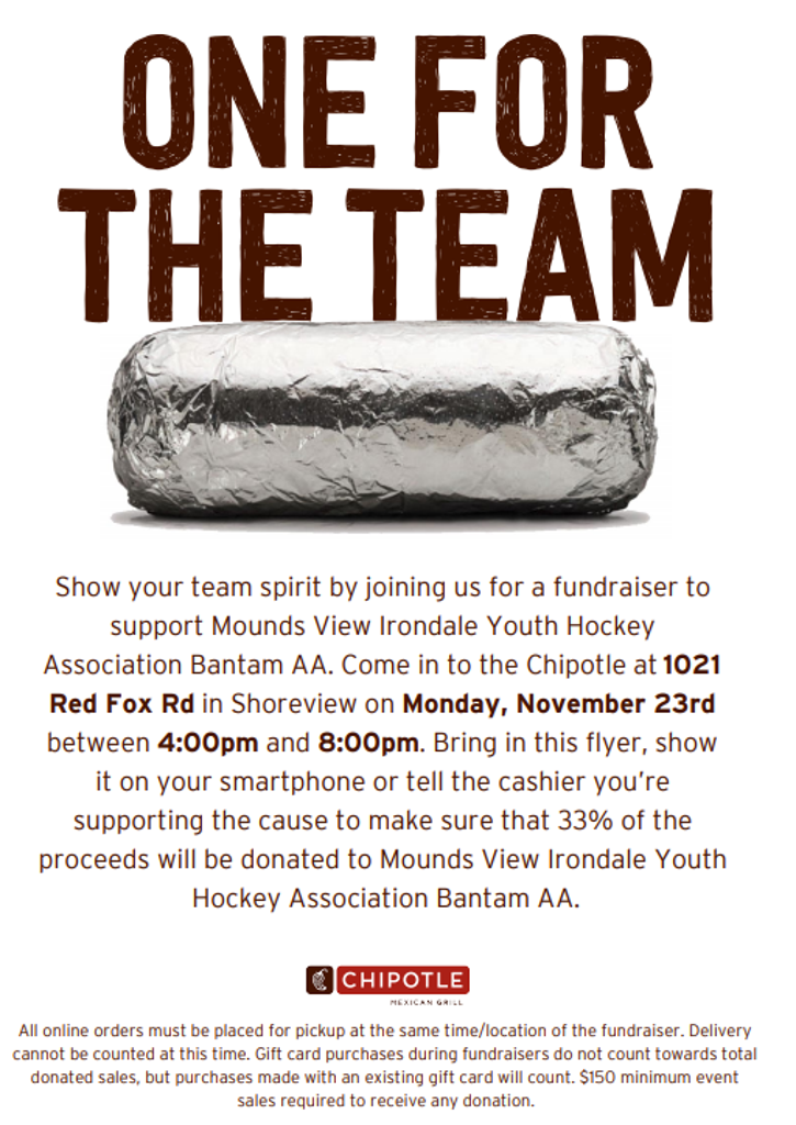 Bantam AA Chipotle Fundraiser