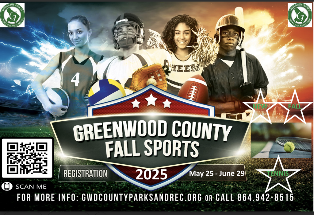 2025 Greenwood County Fall Sports Flyer