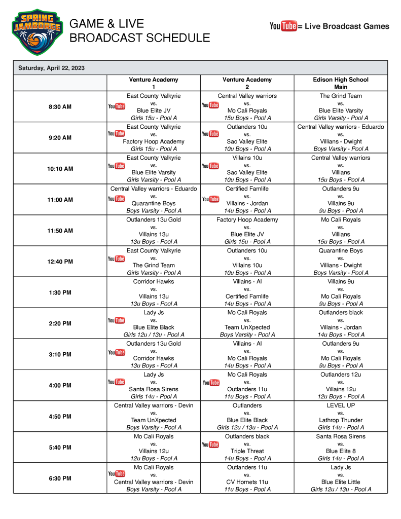 2023 SPRING JAMBOREE SCHEDULE & INFO