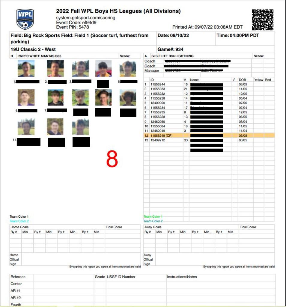 How to Print your Game Day Roster