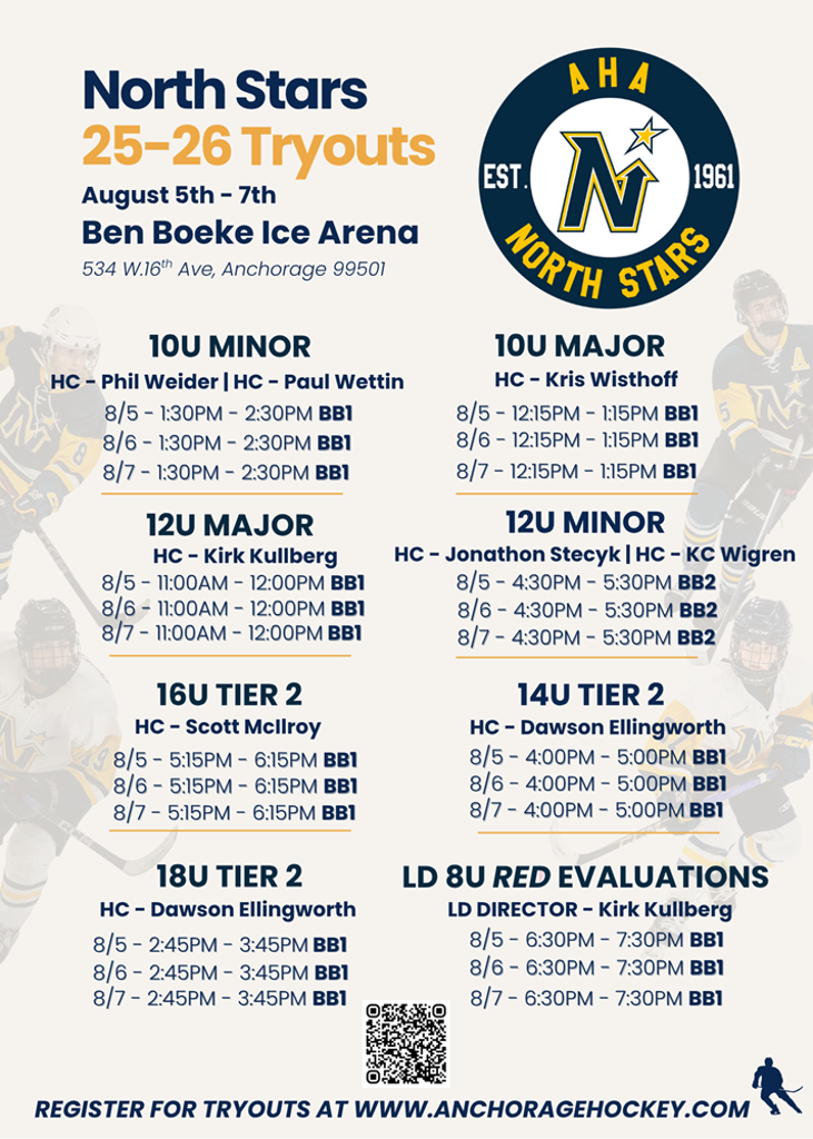 North Stars Tryouts Schedule